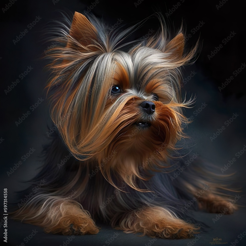 yorkshire terrier on a black background yorkshire terrier on a black background