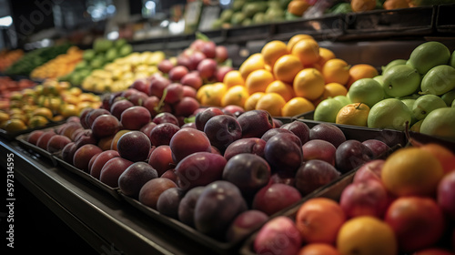 Supermarket , fruit and vegetable zone, generative ai