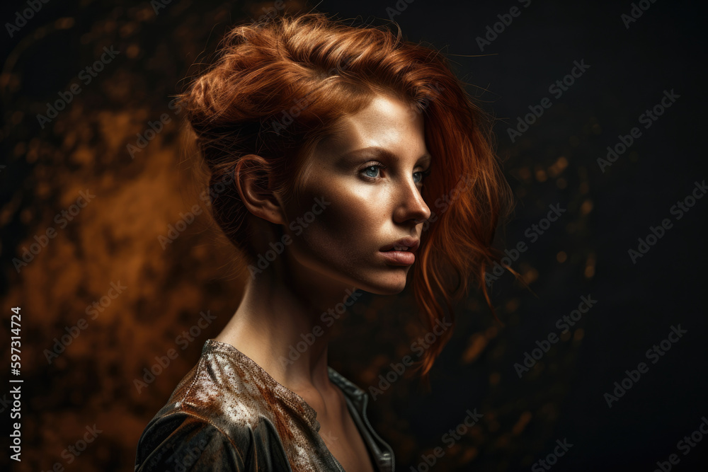 attractive and fascinating bronze beauty, with tousled hair, standing against a deep bronze background, generative ai attractive and fascinating bronze beauty, with tousled hair, standing against a deep bronze background, generative ai