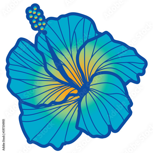 hibiscus illustration ,refreshing light blue,  image of southern country and hawaii and tropical image | apparel, textile