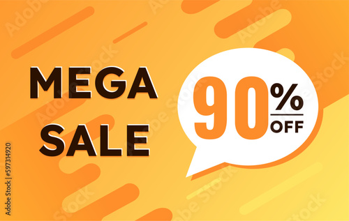 90 percent off mega sale orange yellow banner