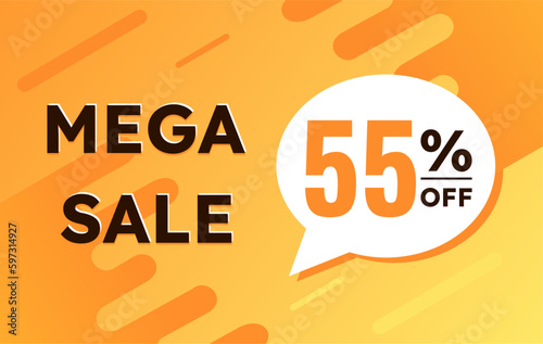 55 percent off mega sale orange yellow banner