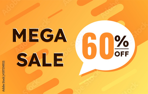 60 percent off mega sale orange yellow banner
