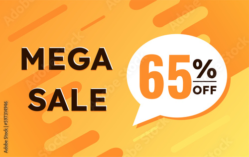 65 percent off mega sale orange yellow banner