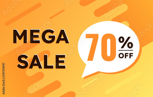 70 percent off mega sale orange yellow banner