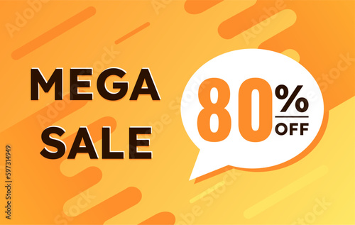 80 percent off mega sale orange yellow banner