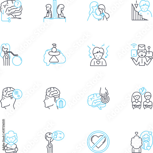 Social science linear icons set. Anthropology, Sociology, Psychology, Economics, Political science, History, Geography line vector and concept signs. Demography,Anthropometry,Ethnography outline