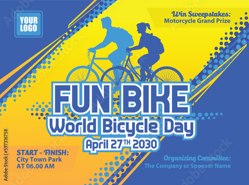 Fun Bike Grunge Backdrop. World Bike Day