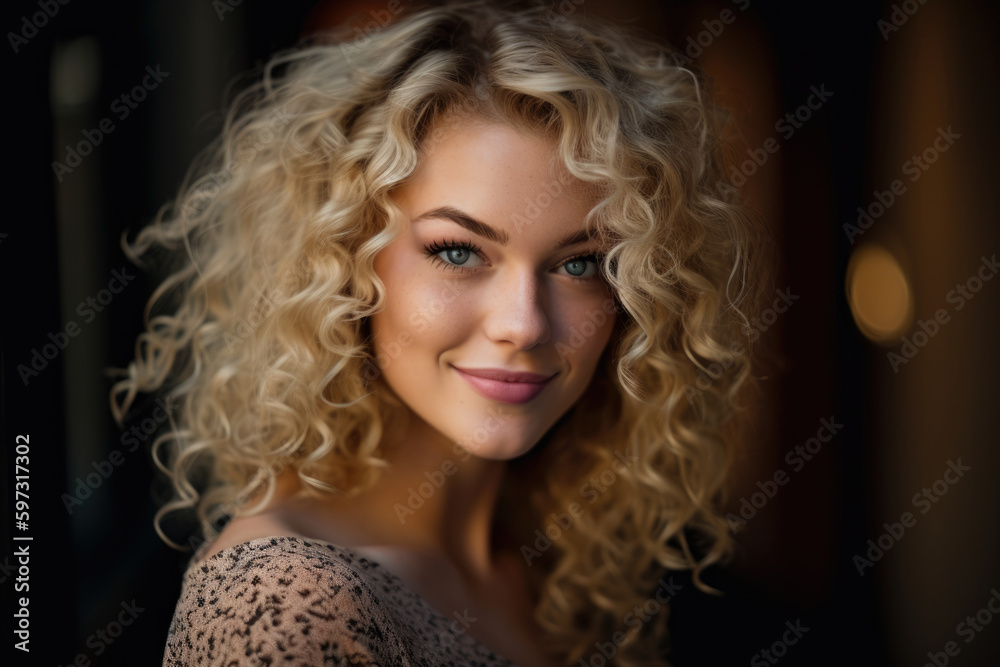 glamorous woman with cascading blonde curls, sparkling blue eyes, and a dazzling smile, captured in a camel-colored setting, generative ai glamorous woman with cascading blonde curls, sparkling blue eyes, and a dazzling smile, captured in a camel-colored setting, generative ai