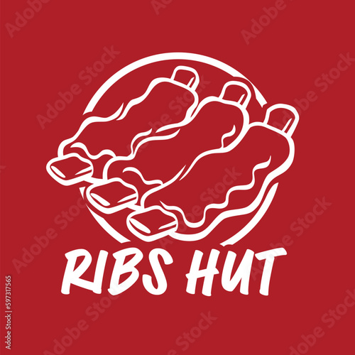 Simple Grilled Ribs Logo Design Ideas. BBQ ribs logo
