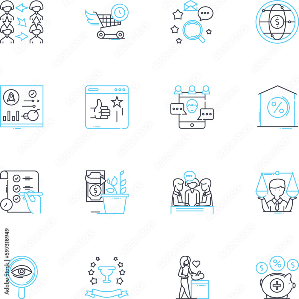 Financial management linear icons set. Budgeting, Investing, Planning, Saving, Cashflow, Audit, Forecasting line vector and concept signs. Debt,Risk,Analysis outline illustrations Financial management linear icons set. Budgeting, Investing, Planning, Saving, Cashflow, Audit, Forecasting line vector and concept signs. Debt,Risk,Analysis outline illustrations