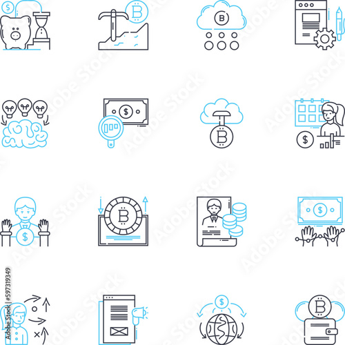 Digital reality linear icons set. Simulation, Virtuality, Artificiality, Cybernetics, Augmentation, Cyberspace, Experiential line vector and concept signs. Immersive,Futuristic,Holographic outline