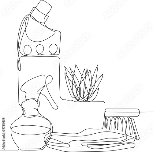 Home cleaning service landing page design concept, illustration of janitors with cleaning tools. Vector illustration