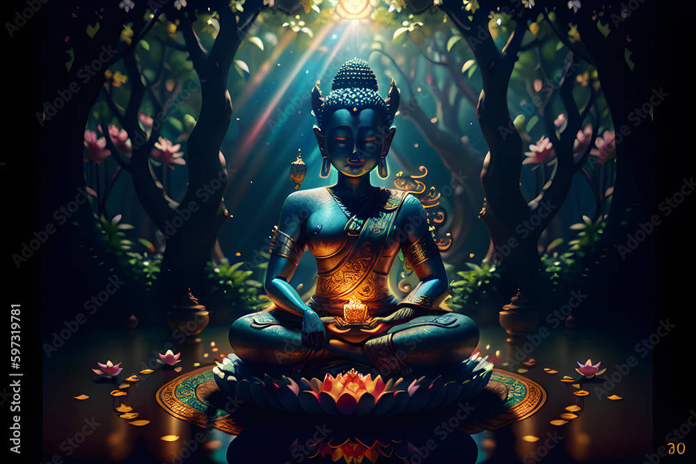 Buddha Sitting In Lotus Seat Pose Illustration Stock Illustration Buddha Sitting In Lotus Seat Pose Illustration Stock Illustration