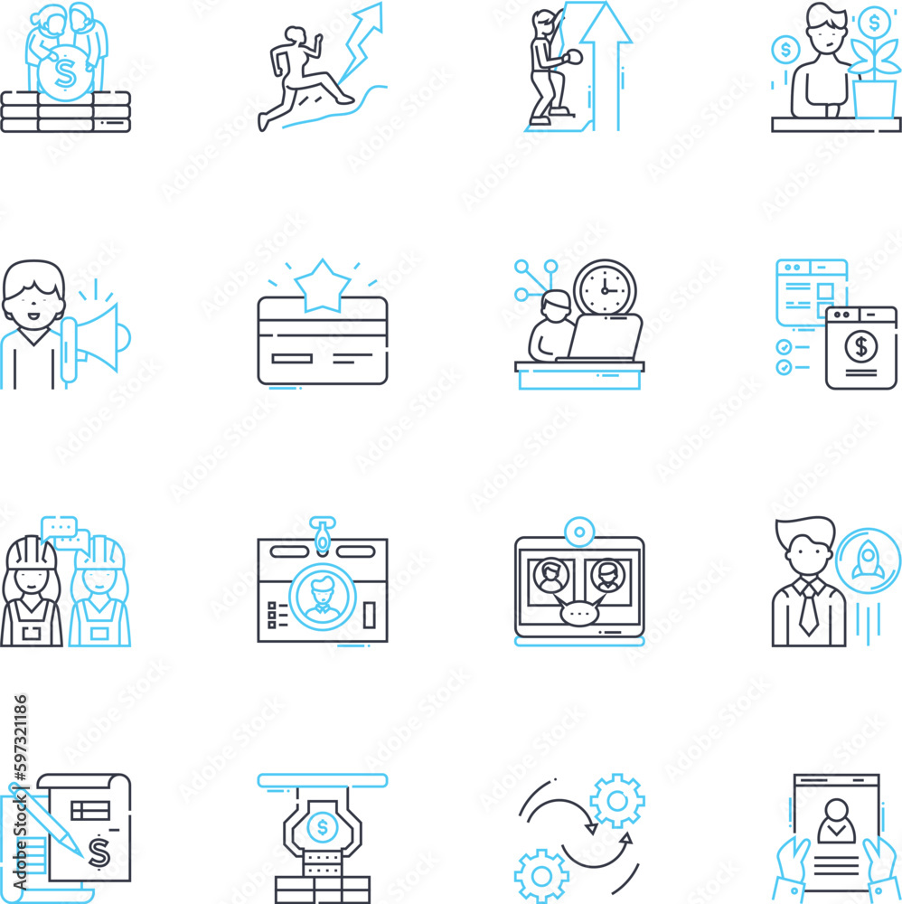 Talent acquisition linear icons set. Hiring, Recruits, Employment ...