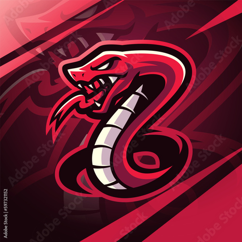 Red viper snake mascot logo design