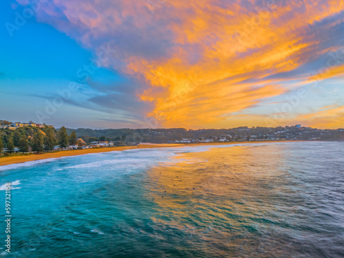 Sunrise at the seaside with high cloud