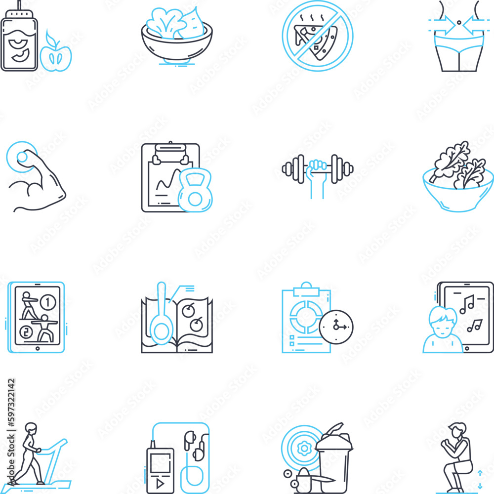 Run sprints linear icons set. Speed , Acceleration , Endurance , Agility , Power , Stamina , Intensity line vector and concept signs. Explosiveness ,Fitness ,Strength outline illustrations Run sprints linear icons set. Speed , Acceleration , Endurance , Agility , Power , Stamina , Intensity line vector and concept signs. Explosiveness ,Fitness ,Strength outline illustrations