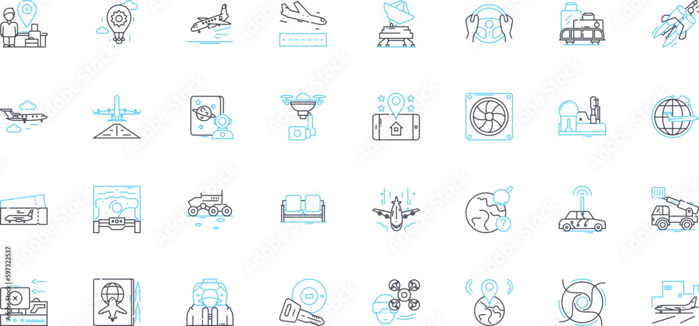 Aviation linear icons set. Aerospace, Airborne, Airline, Airplane, Airway, Altitude, Aviation line vector and concept signs. Boarding,Cabin,Clearance outline illustrations Aviation linear icons set. Aerospace, Airborne, Airline, Airplane, Airway, Altitude, Aviation line vector and concept signs. Boarding,Cabin,Clearance outline illustrations