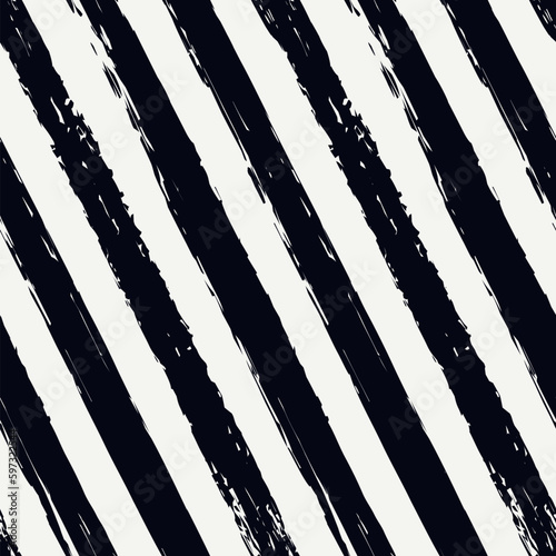 Brush strokes seamless pattern. Freehand diagonal stripes print. Repeated rough edge ink lines background. Simple classic geometric motif. Trendy grunge design. Vector abstract