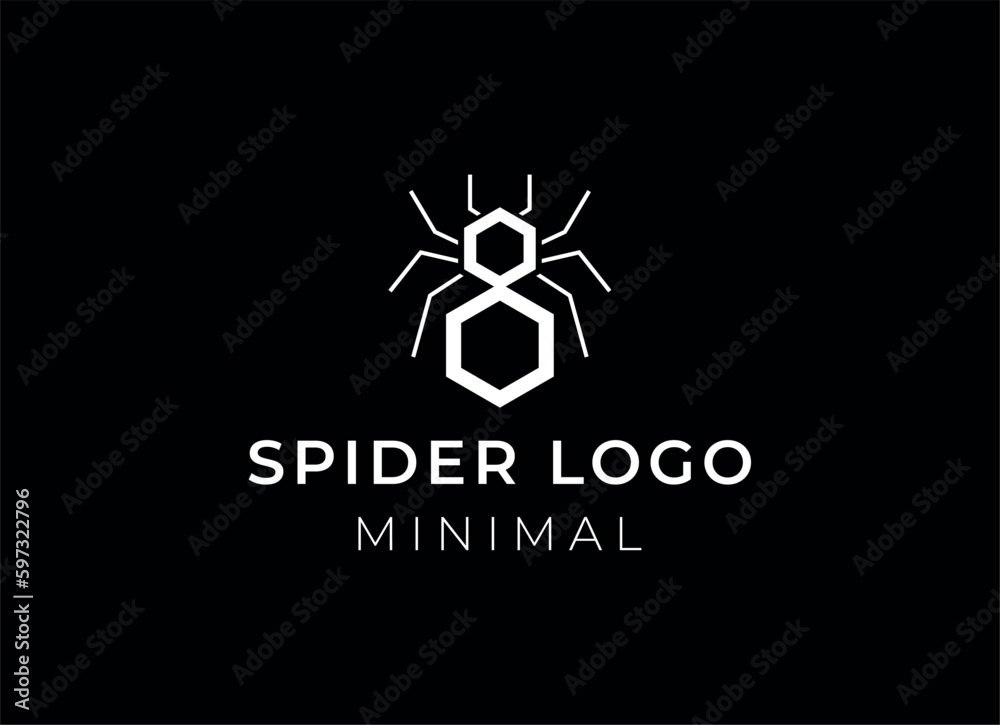 Spider logo template. Spider icon. Flat spider. Minimalist spider logo design Spider logo template. Spider icon. Flat spider. Minimalist spider logo design