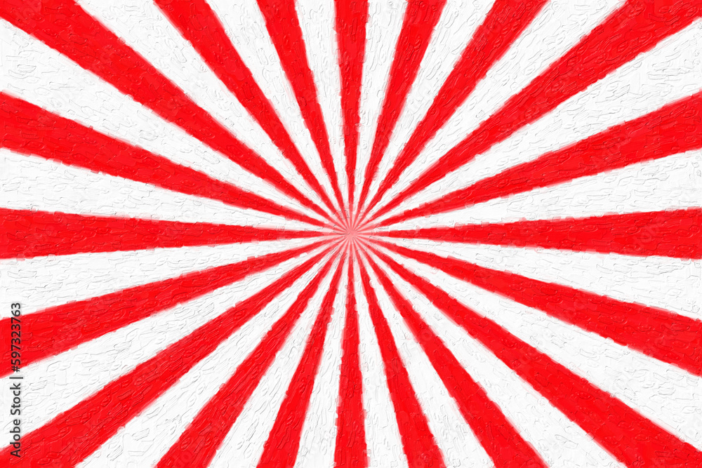 Flag of Japan. Japanese sun pattern. Painted red-white sunrise background
