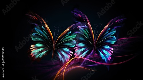 abstract butterfly with neon lights 