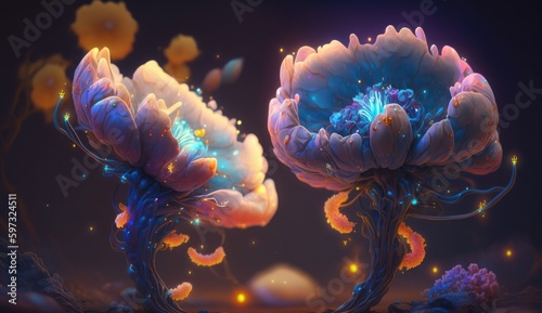 Fantasy Magical Flowers created with generative AI 