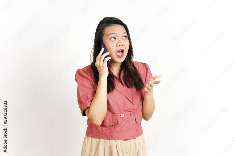 Talking on the Smartphone Of Beautiful Asian Woman Isolated On White Background Talking on the Smartphone Of Beautiful Asian Woman Isolated On White Background