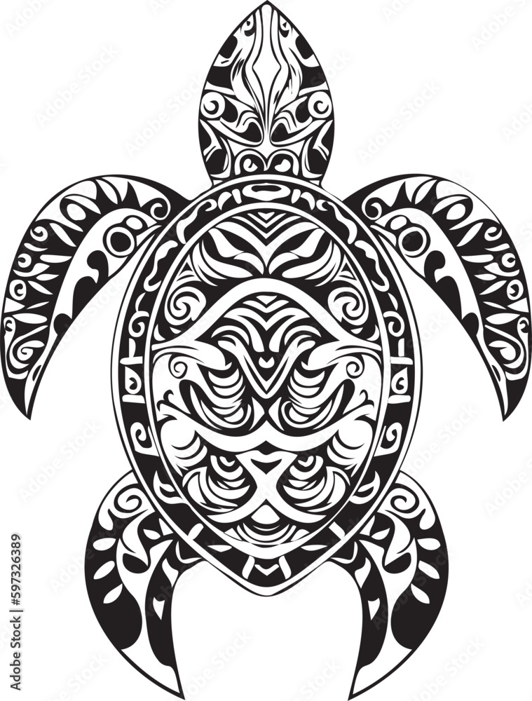 Sea turtle Maori style polynesian Tattoo sketch For print tshirt  cards fabric tattoo isolated Stock Vector  Adobe Stock