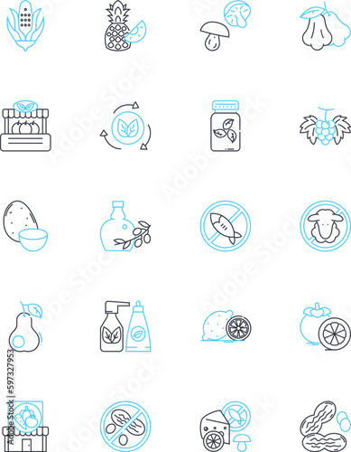 Gluten-free linear icons set. Celiac, Wheat, Condition, Diet, Free, Intolerance, Digestive line vector and concept signs. Protein,Health,Lifestyle outline illustrations