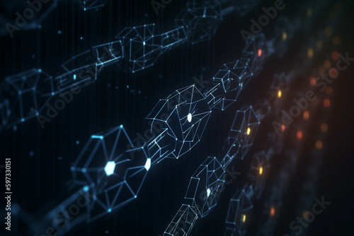 Blockchain Business Partnership on a technology background with a blockchain pattern, Generative AI 