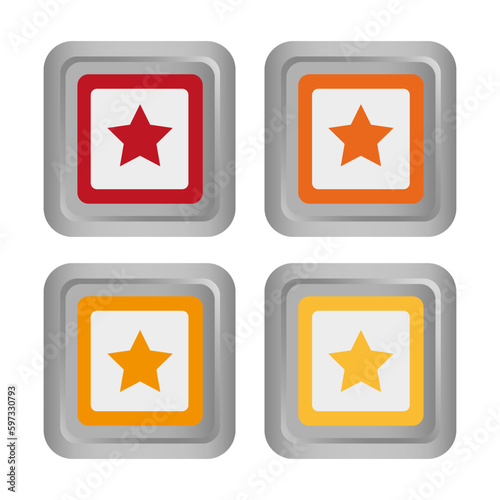 Square star buttons. Certificate design. Customer evaluation. Star icon. Customer review rating. Quality design element. Vector illustration.