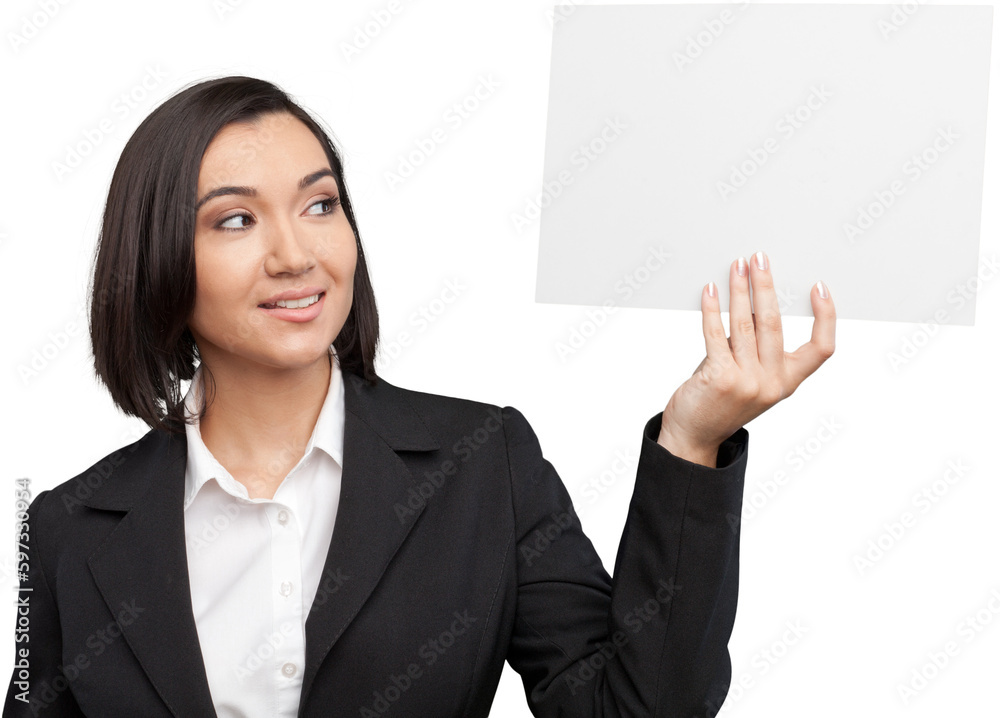 Close-up portrait of young businesswoman isolated on white background Close-up portrait of young businesswoman isolated on white background