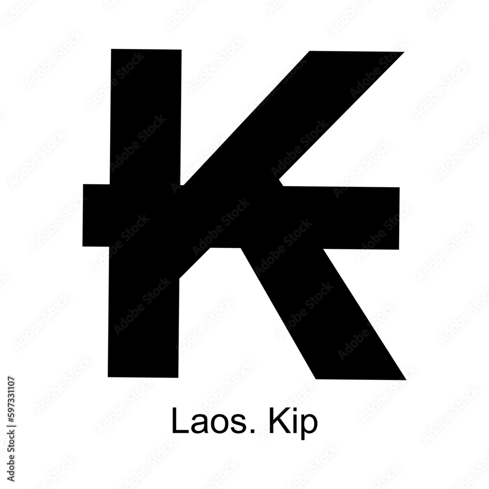 Obraz premium Kip currency symbol of Laos on white background