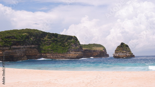 the charm of the beauty of the white sand and green hills of the Mandalika beach, Lombok, a comfortable place to vacation and relax