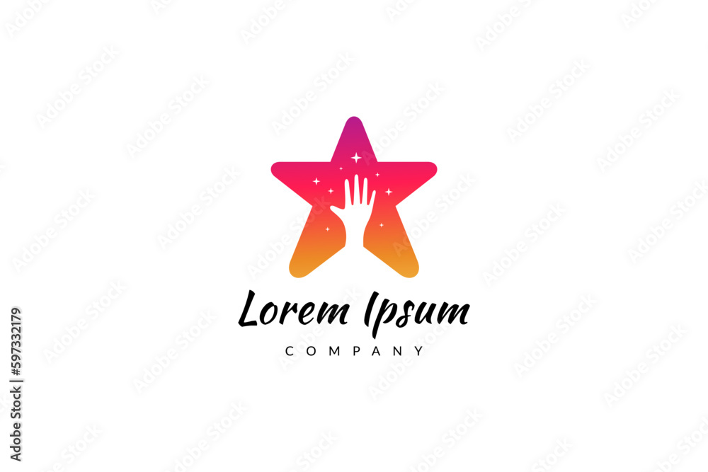 simple hand star logo dreams design template simple hand star logo dreams design template