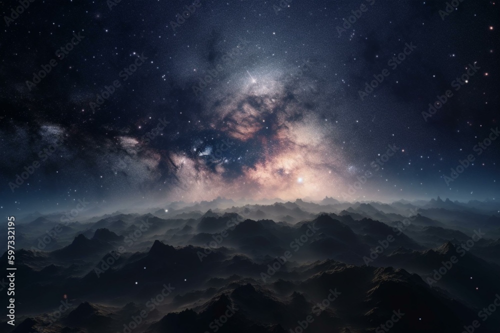 Background with stars and galaxies in 3D space. Generative AI