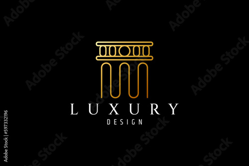 luxury law pillar logo in flat design