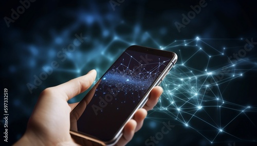 Symbolic representation of connectivity: Hands with smartphone