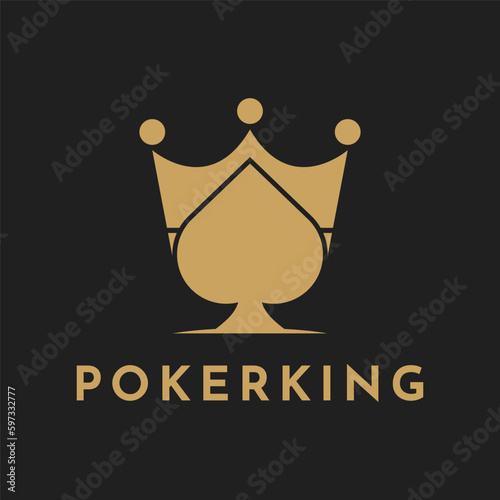 King Crown with Ace Spade for Game Card or Casino Poker Club logo design