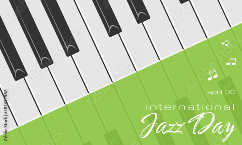 International Jazz Day greetings with piano keys and its shadow