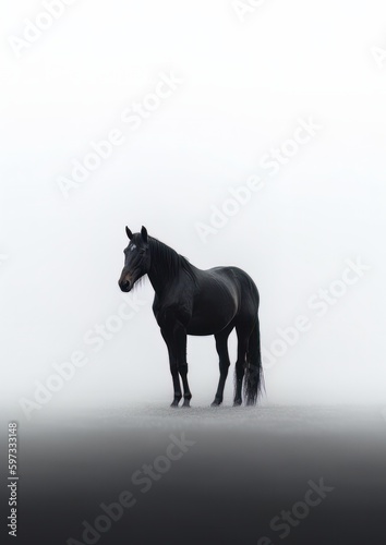 A horse in the fog. Generative AI