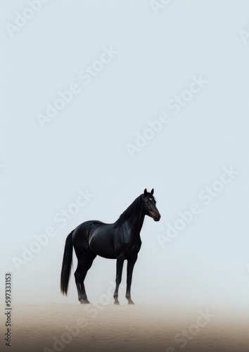 A horse in the fog. Generative AI © August