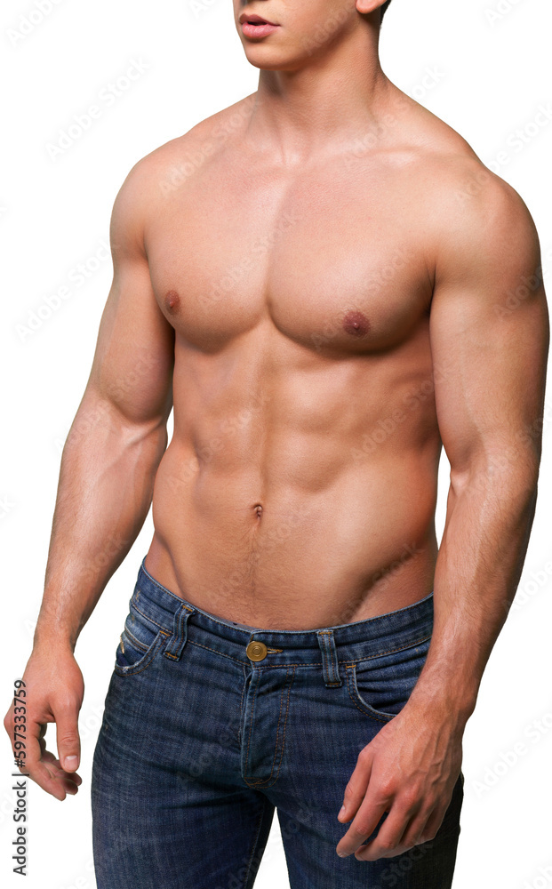The handsome muscled muscular body of a young man