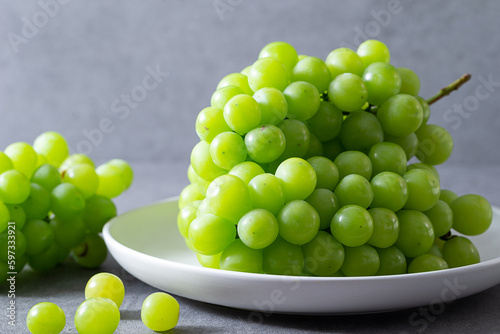 Shine Muscat, Green grapes on marble background	