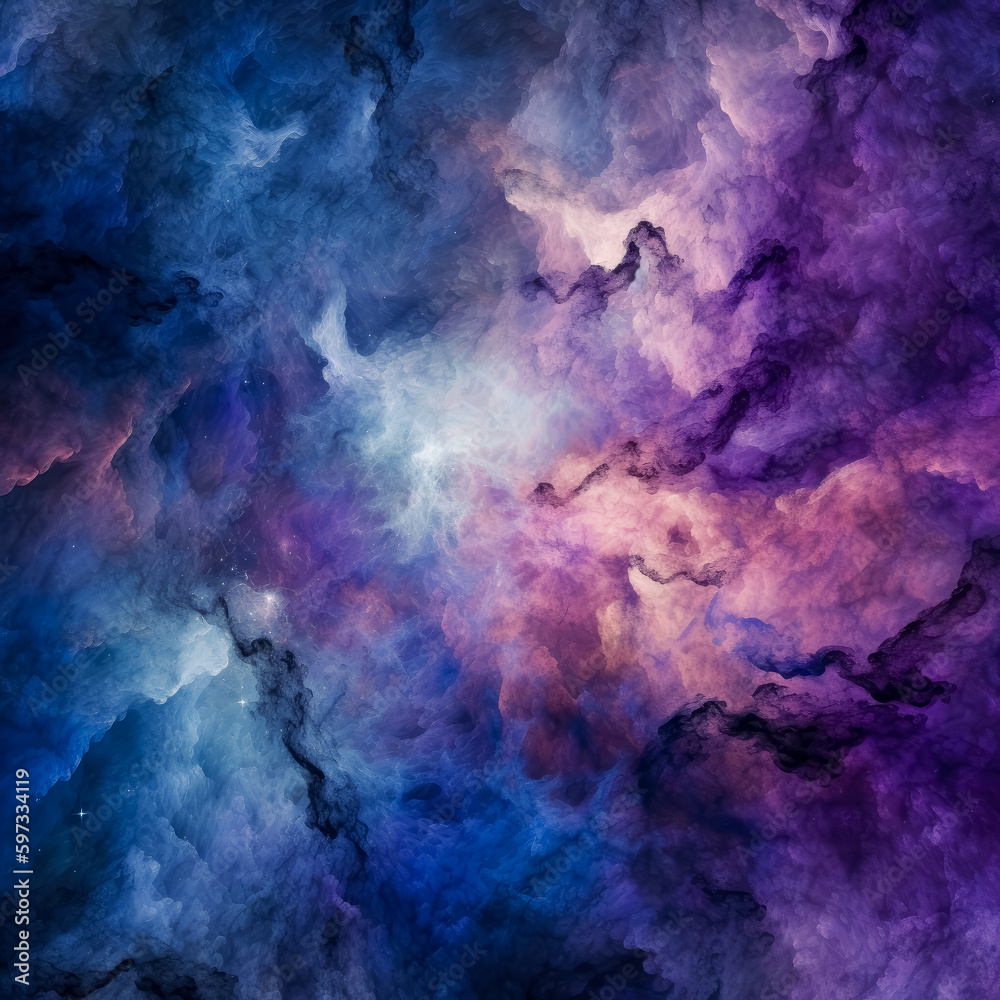 Purple and blue nebula in a field, in the style of detailed textures. Generative Ai. Purple and blue nebula in a field, in the style of detailed textures. Generative Ai.