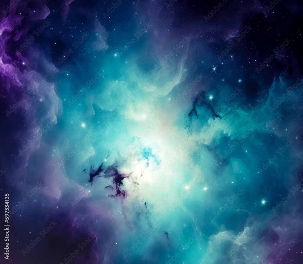 Purple and blue nebula in a field, in the style of detailed textures. Generative Ai. Purple and blue nebula in a field, in the style of detailed textures. Generative Ai.