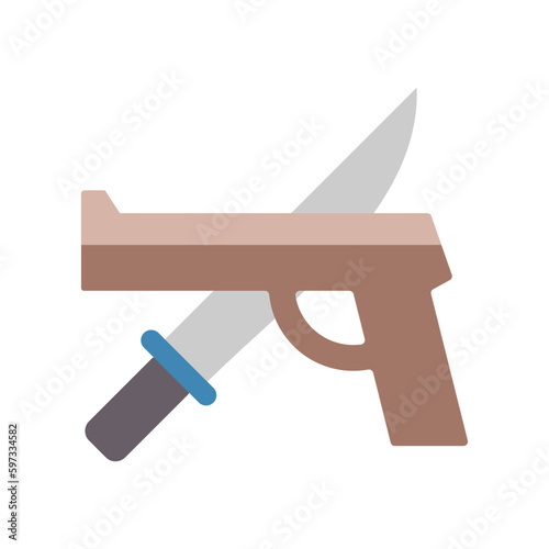 Criminal flat icon for law, crime, pistol, gun, weapon, revolver, miscellaneous, evidence, and blade logo
