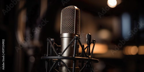 Studio podcast microphone, IA generativa